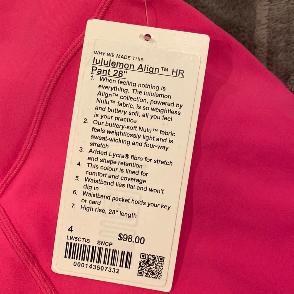 sonic pink lululemon align leggings